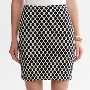 🔸🔸Banana Republic Honeycomb Knit Sweater Skirt Cream Black Cotton Cashmere S EUC